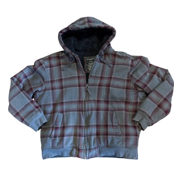 Denver Hayes Jacket T-Max Gray Plaid Hooded 2XL Heavyweight Sherpa Lining - Picture 1 of 8